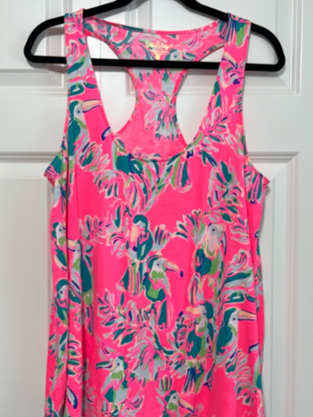 Lilly Pulitzer Hot Pink Tropical Parrot Racerback Tank
